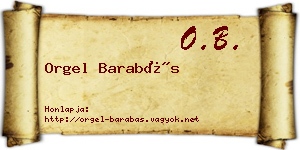 Orgel Barabás névjegykártya